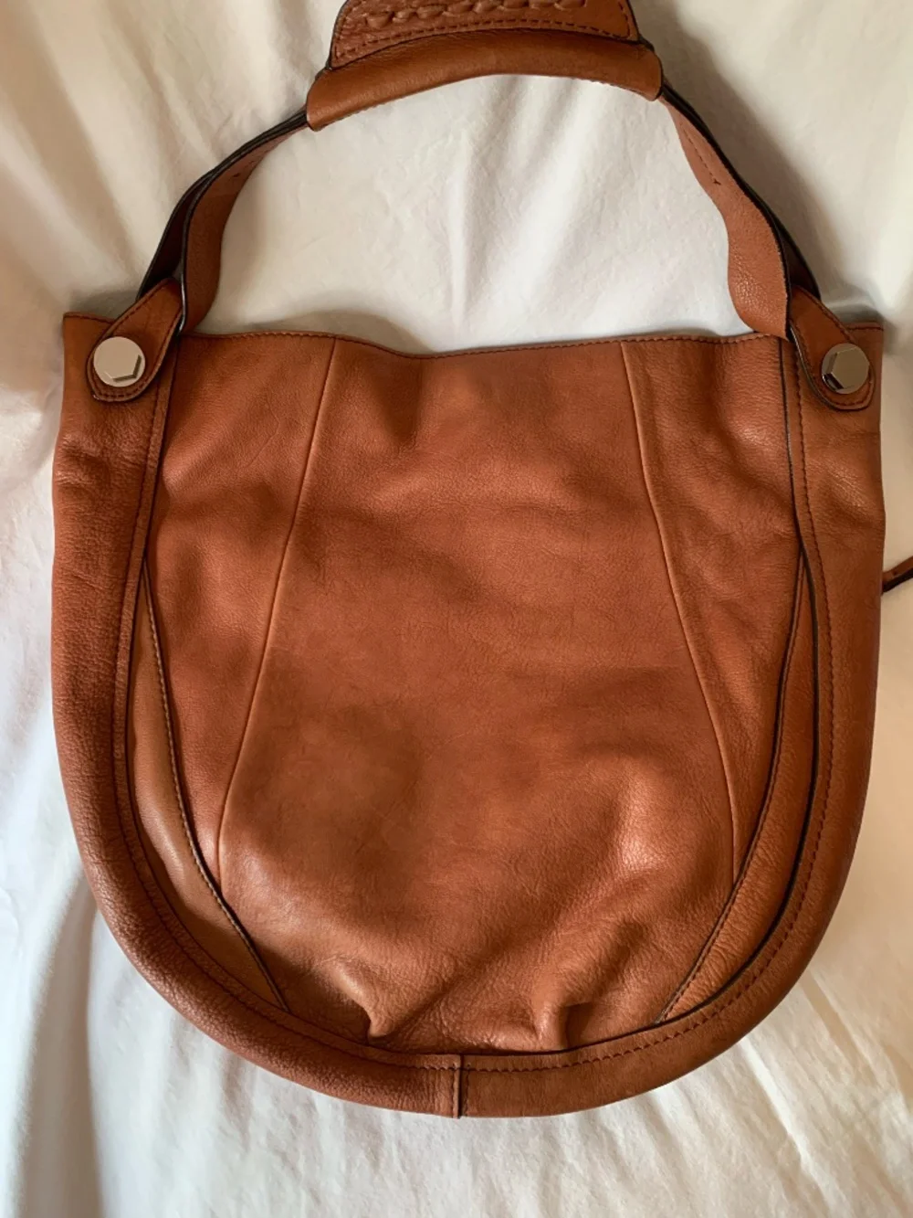 orYANY 'Cassie' large genuine leather hobo bag in cognac color